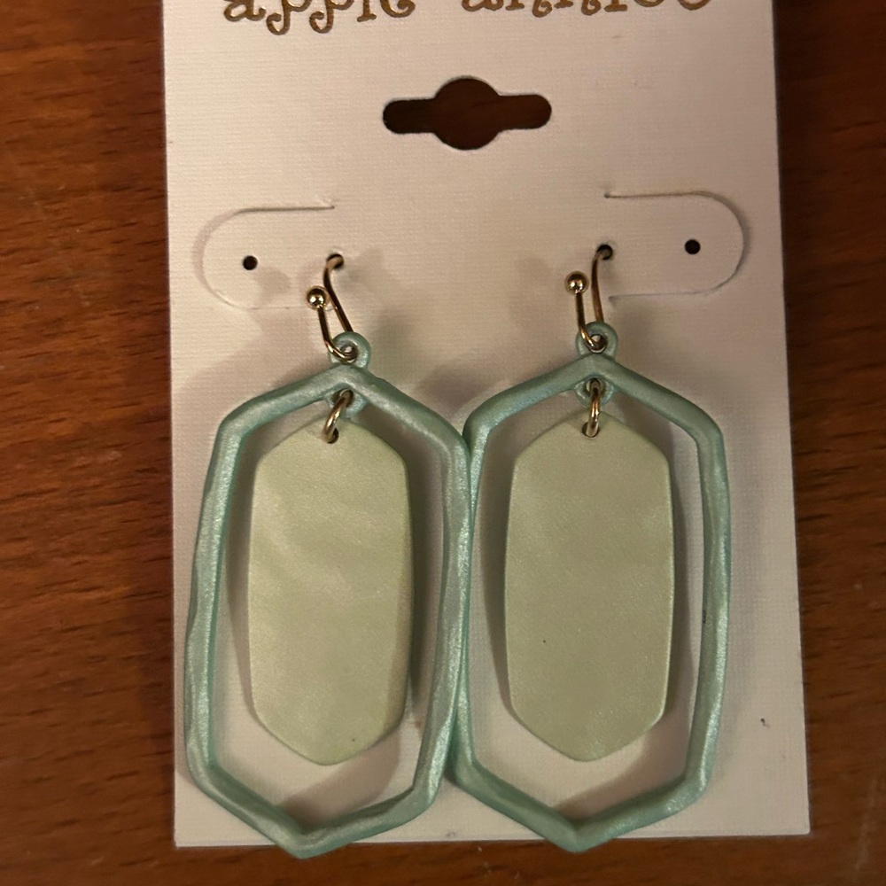 Mint Green Geometric Earrings